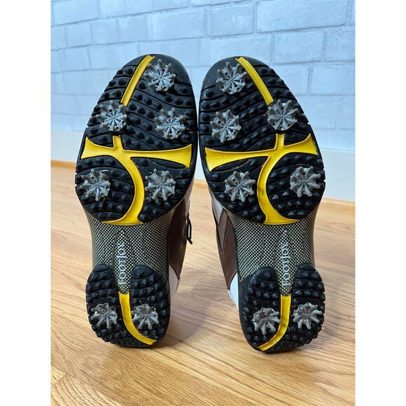 FootJoy Mens 10.5 Leather Golf Oxfords Contour Series Lace Up Shoes Cleats White - Picture 5 of 7